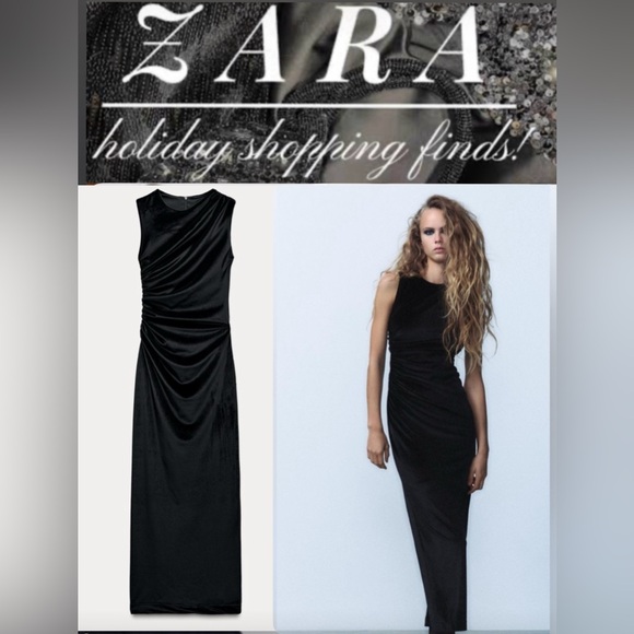 NWT ZARA 🎄HOLIDAY DRAPED VELVET MIDI DRESS SIZE L
17 pit too pit - Picture 1 of 9